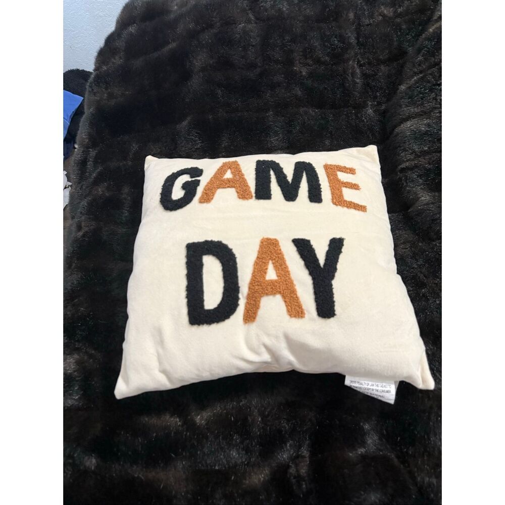 Aldi Kirkton House Game Day Pillow 16 X 16 White W/ Brown & black